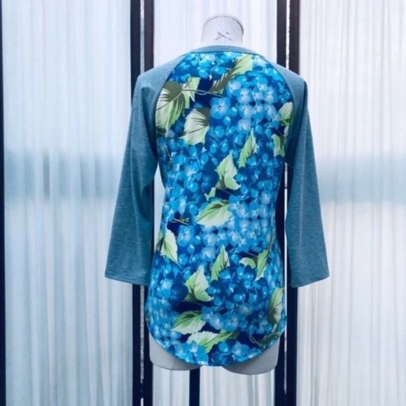 LuLaRoe Hawaiian Floral Randy Baseball Tee - Picture 3 of 7